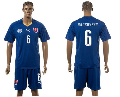 Slovakia #6 Hrosovsky Blue Away Soccer Country Jersey